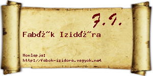 Fabók Izidóra névjegykártya